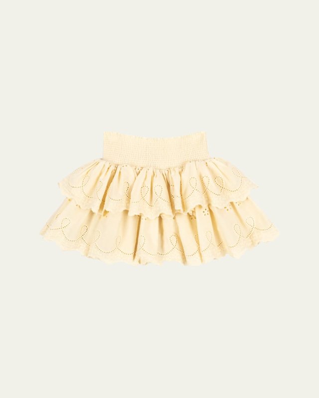 Girl's Posey Embroidered Eyelet Smocked Skirt, Size 18M-10